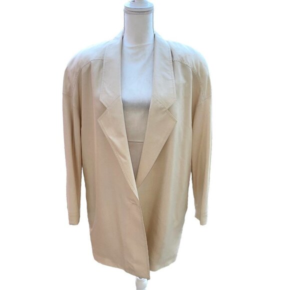 Eleanor P Brenner Silk Blazer Womens Size 12 Vintage Oversized Lined Cream - Picture 1 of 16